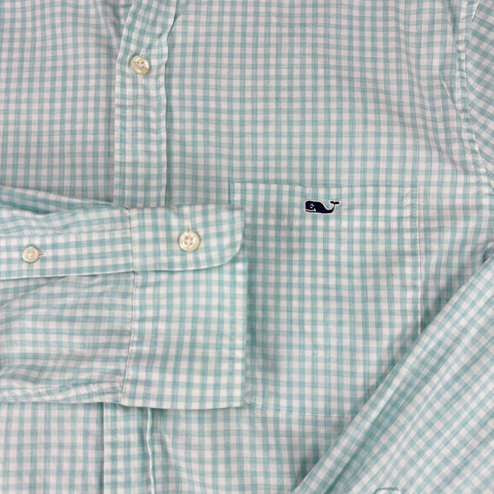Vineyard Vines Tucker Shirt Mens M Blue Gingham Classic Fit Cotton Stretch - Picture 6 of 14